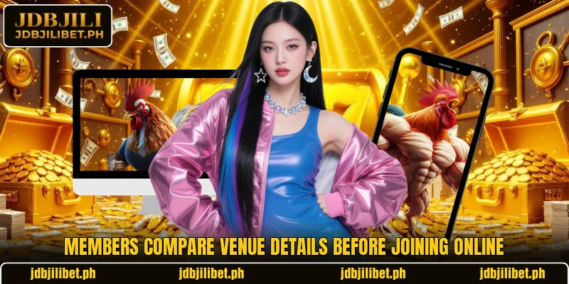 Members compare venue details before joining online