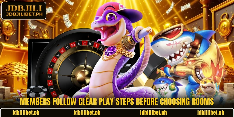 Members follow clear play steps before choosing rooms