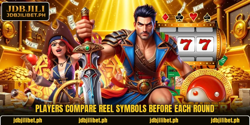 Players compare reel symbols before each round