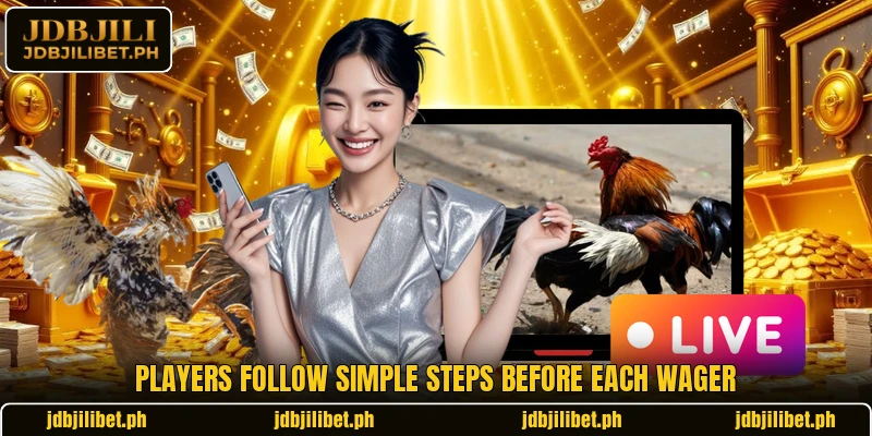Players follow simple steps before each wager
