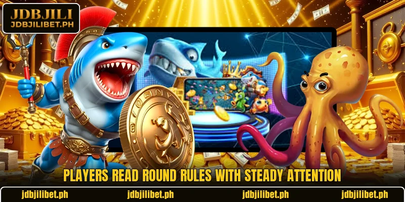 Players read round rules with steady attention