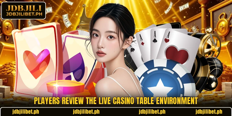 Players review the live casino table environment