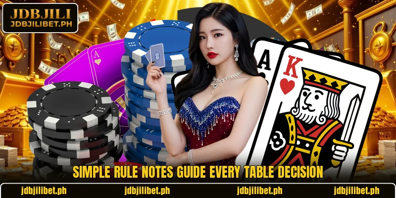 Simple rule notes guide every table decision